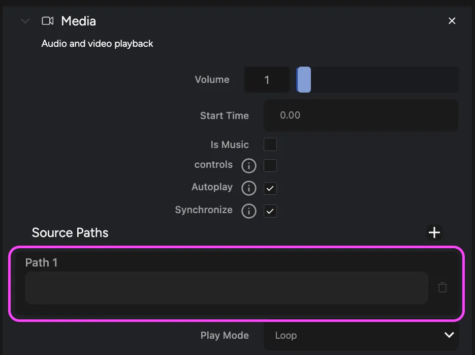 Source Path field for your video file