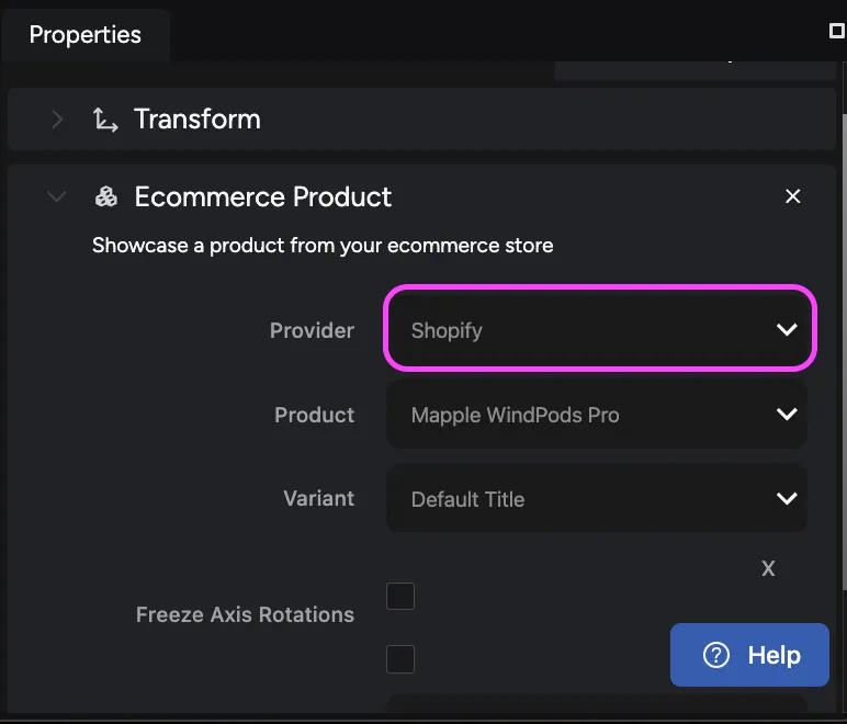 Ecommerce Product component and its settings