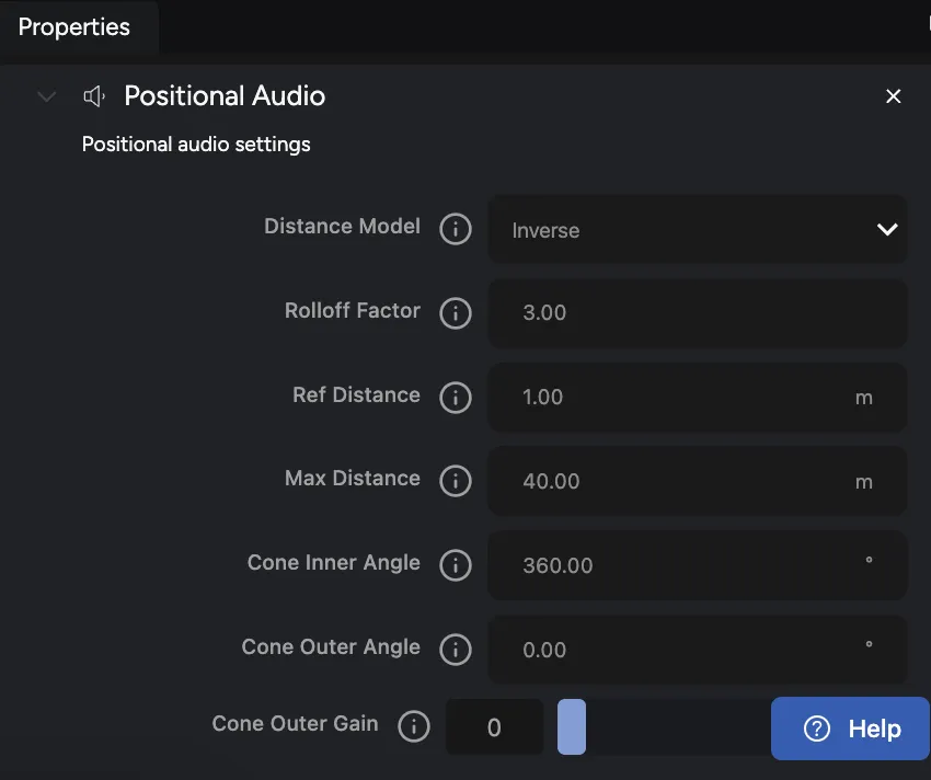 Settings for Positional Audio