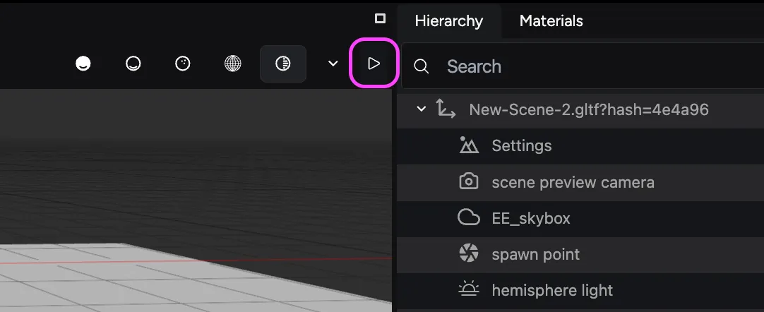 Preview scene button