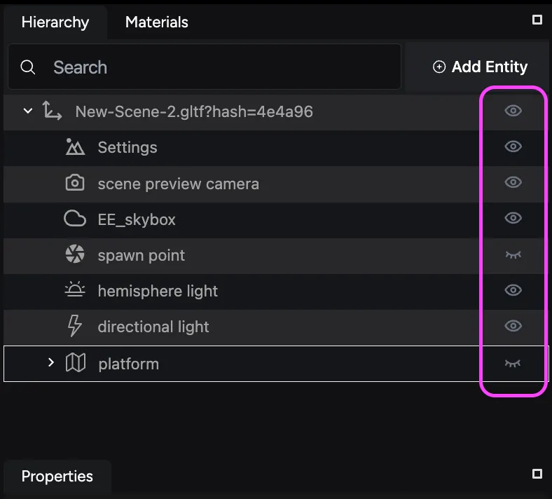 Set up entity visibility