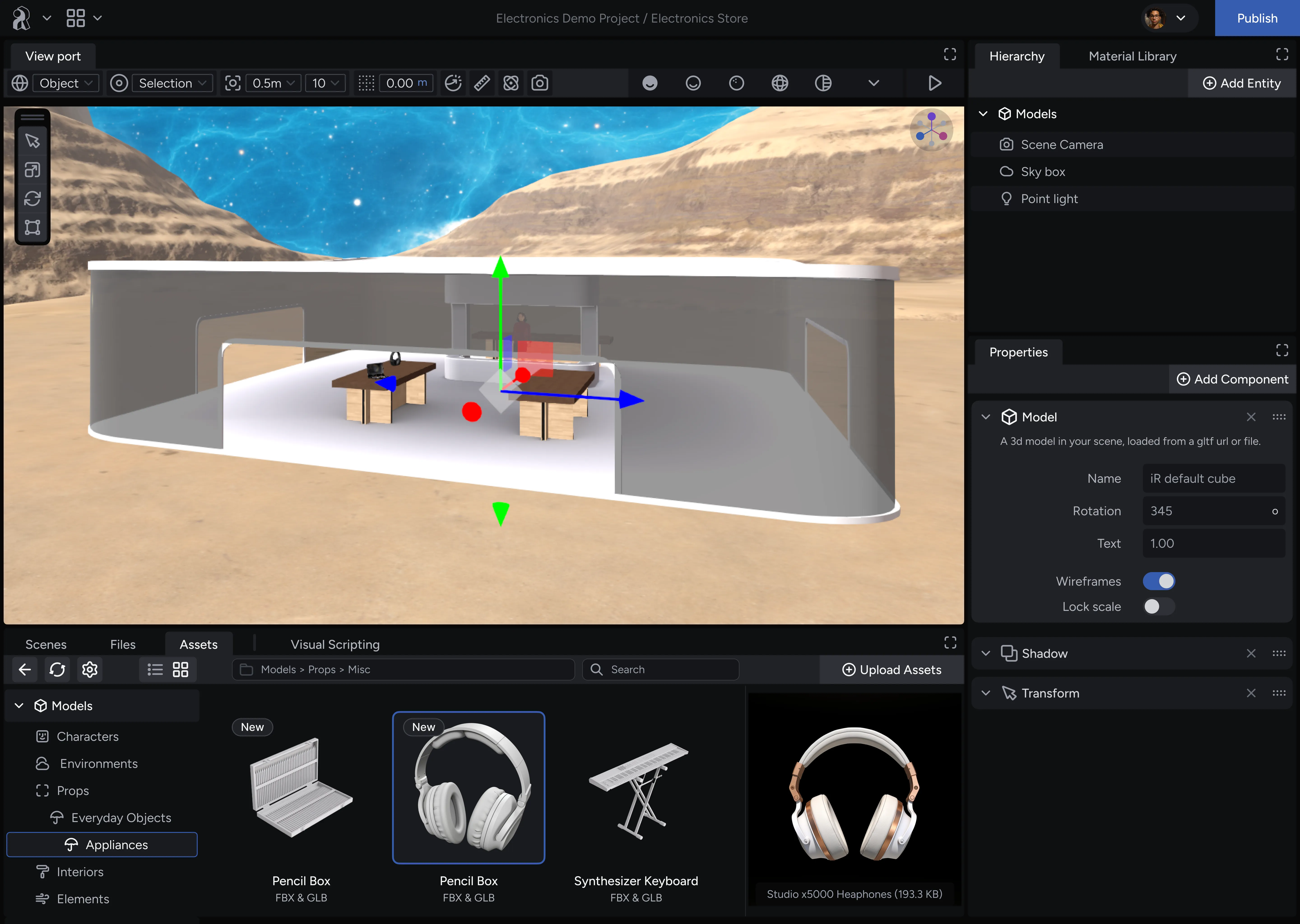 The Studio: The engine’s web-based 3D editor